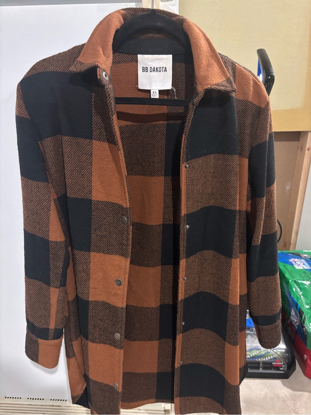 BB Dakota Eldridge Plaid Shirt Jacket Brown & Black XS